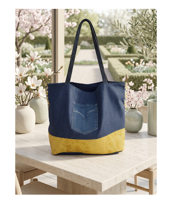 Cabas jean poussin - Fait main