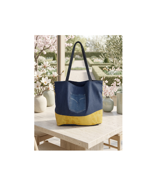 Cabas jean poussin - Fait main