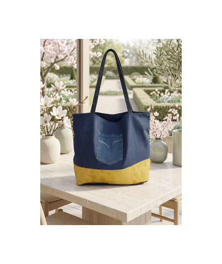 Cabas jean poussin - Fait main