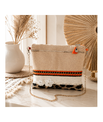 Pochette Midinette orangé - Fait main