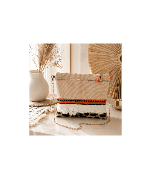 Pochette Midinette orangé - Fait main