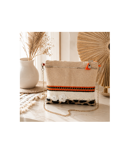 Pochette Midinette orangé - Fait main