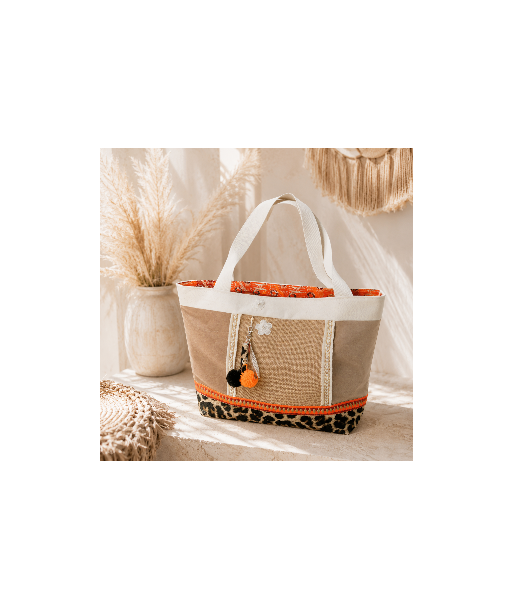 Grand cabas orangé - Fait main