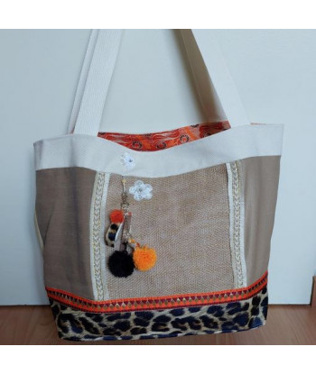 Grand cabas orangé - Fait main