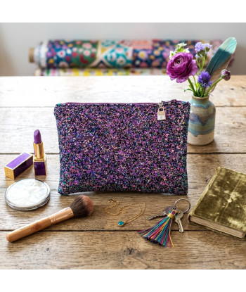Pochette pailletée violette - Fait main