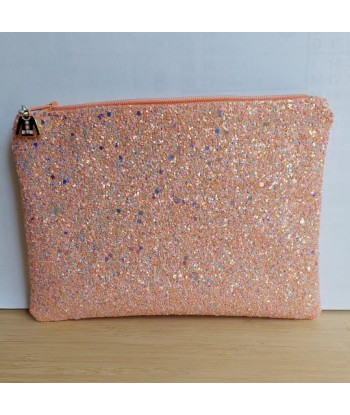 Pochette pailletée saumon - Fait main