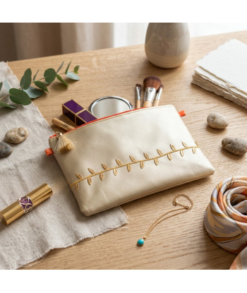 Pochette biface orangée - Fait main