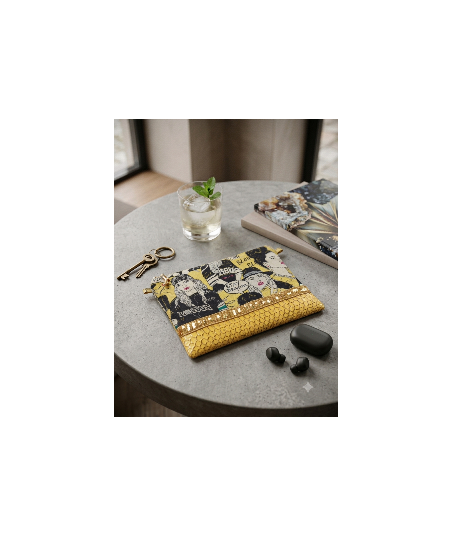 Pochette midinette ensoleillée - Fait main