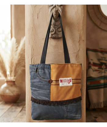 Sac Country safran en jean upcyclé fait main | Menozzia