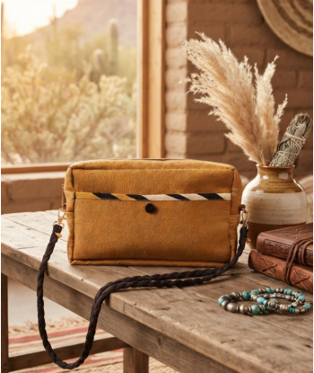 Sac rectangulaire en denim safran fait main | Menozzia
