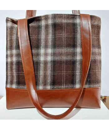 Sac marron en tweed écossais fait main | Menozzia
