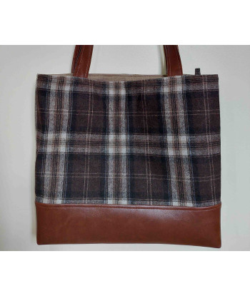Sac marron en tweed écossais fait main | Menozzia